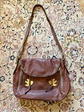 💗Marc Jacobs Petal to the Metal Brown Leather & Brass XLarge Flap Bag💗